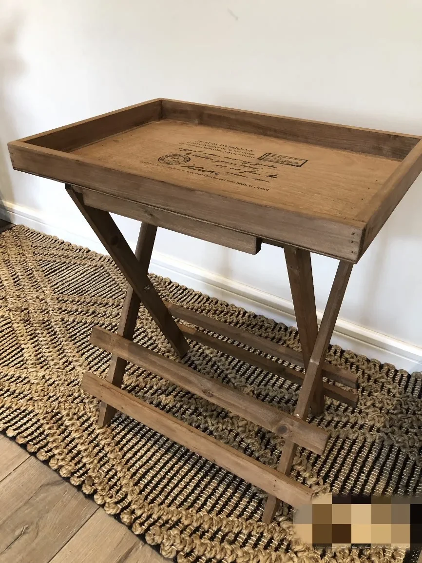 Складная стойка для хранения в сельском стиле ретро, журнальный столик, деревянный подвижный кронштейн, балконная деревянная подставка для цветов