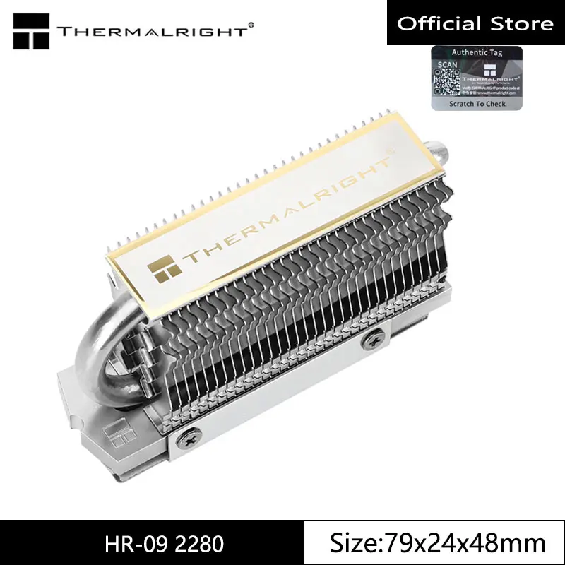 

Thermalright HR-09 2280 M.2SSD Heat Sink Fully Plated AGHP Heat Pipe 2280 Specifications with Thermal Pad