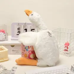 Stuffed Animal White Goose Pen Bag Pencil Pouch Plush Toys Plush Pencil Cases Cute Doll Zipper Stationery Storage Bag Student