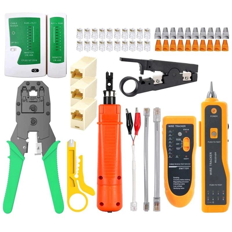 LAN Network Repair Tool Kit Tester RJ45 CAT5 Crimping Pliers Portable Cable Tester Wire Tracker Line Maintenance Tool