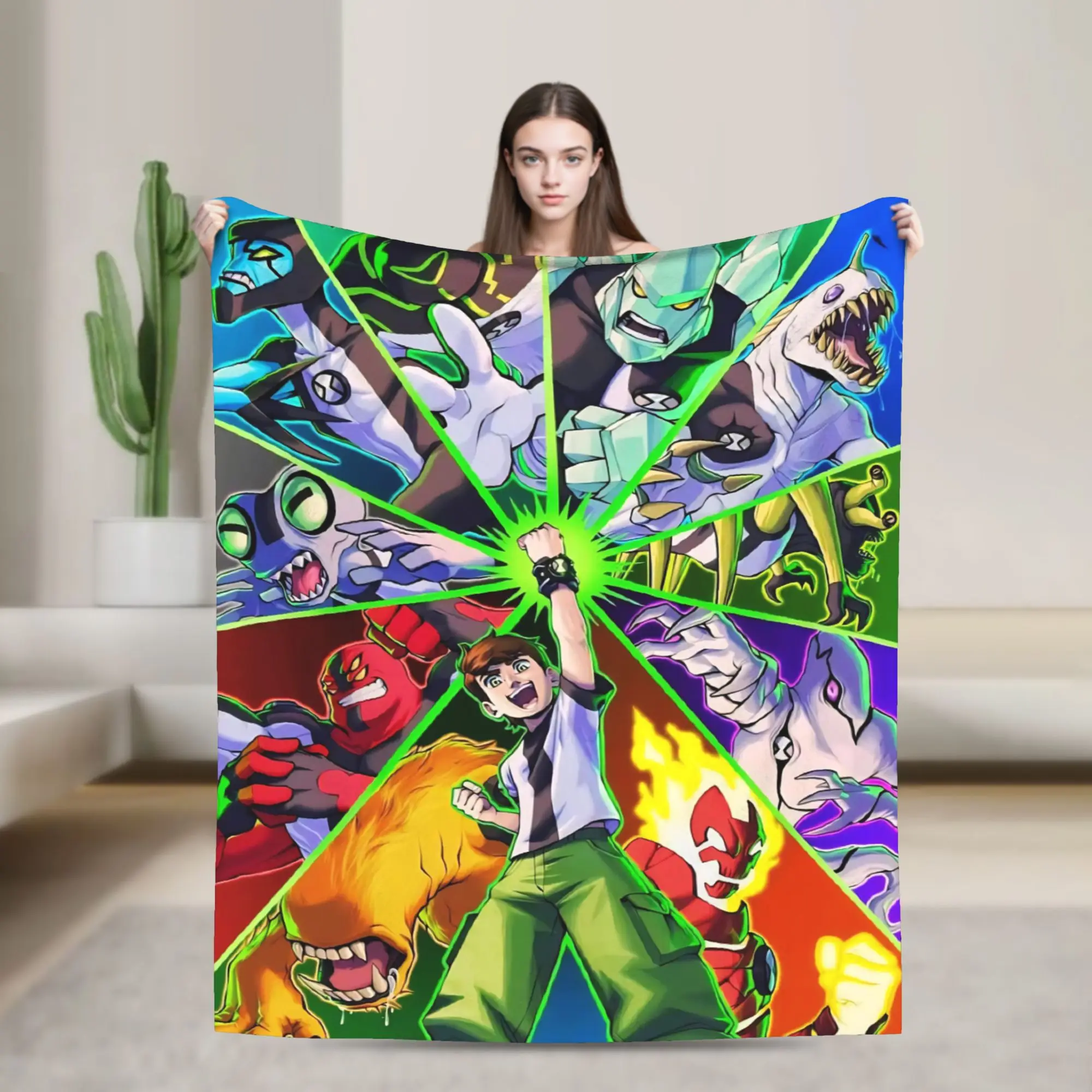 Ben 10 Anime Throw Blanket for Couch  Soft Fuzzy Plush Blanket 50x60 Inches Multi-size Bedspreads for All Seasons