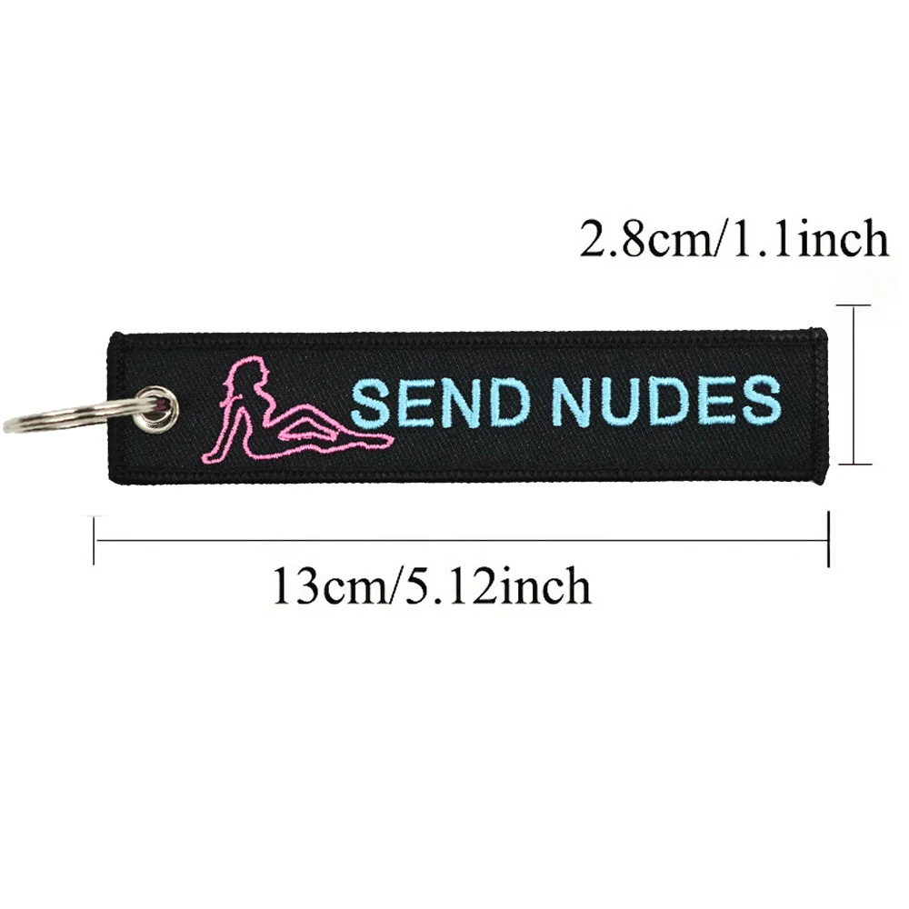 1PC Fashion Trinket Double Sides Embroidery Sitting Woman Logo Tag Keychain Motorcycle Cars Key Accessories