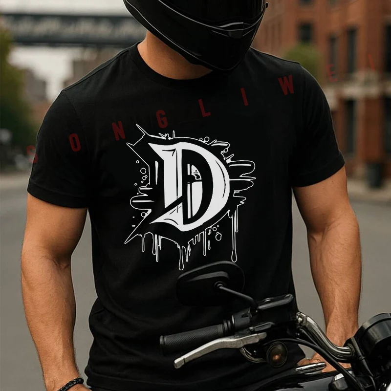 

Motorcycle Humorous And Funny D Letter Print T-Shirt Cotton Men Summer TShirts Casual Short Sleeve Round Neck Tees