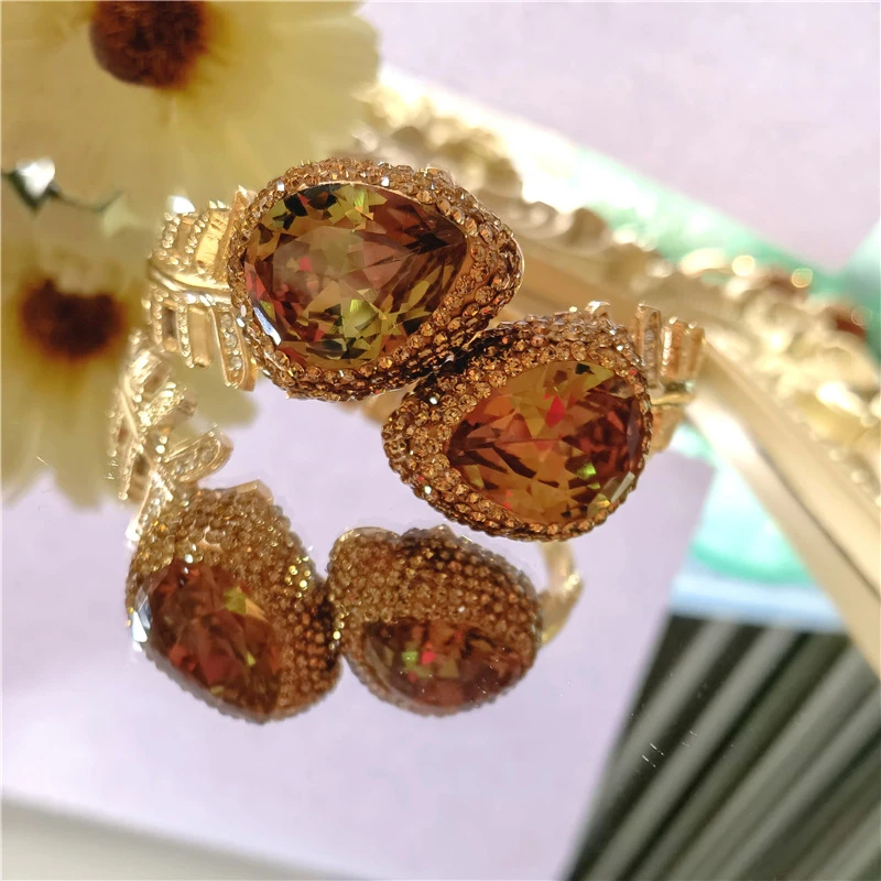 FFGems Big Bangle Created Zultanite Cuff Big Bracelet Gemstone Color Change Fine Jewelry for Women Wedding Party Free Shipping