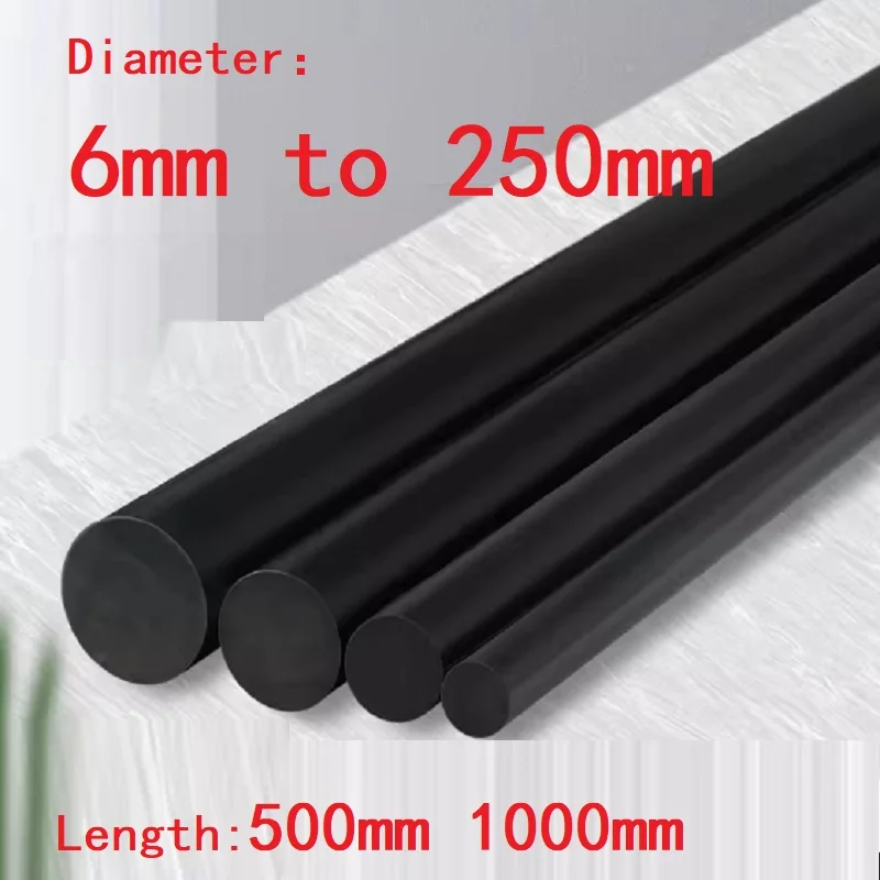 Black Beige ABS Rod CNC Machinable Plastic Round Bar Stock 6mm 8mm 10mm 12mm 15mm 20mm 25mm 30mm ~ 250mm Length 500mm 1m