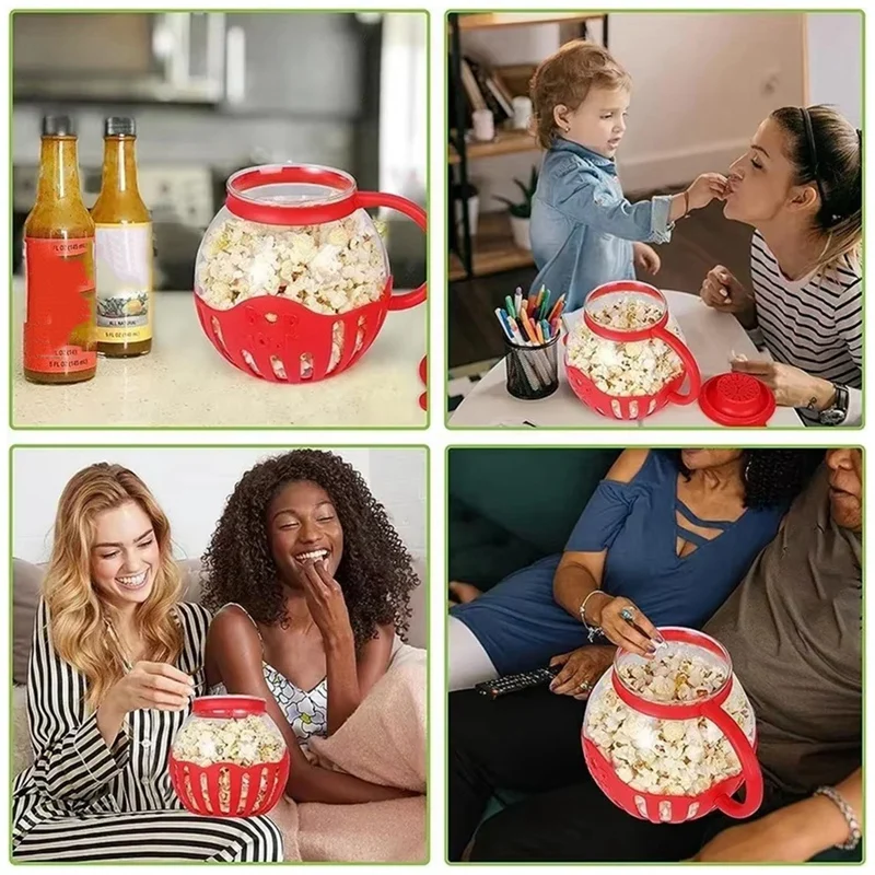 Microwave Popcorn Maker Bucket Microwave Bowl Mini Machine Safe Silicone Lid Popcorn Maker