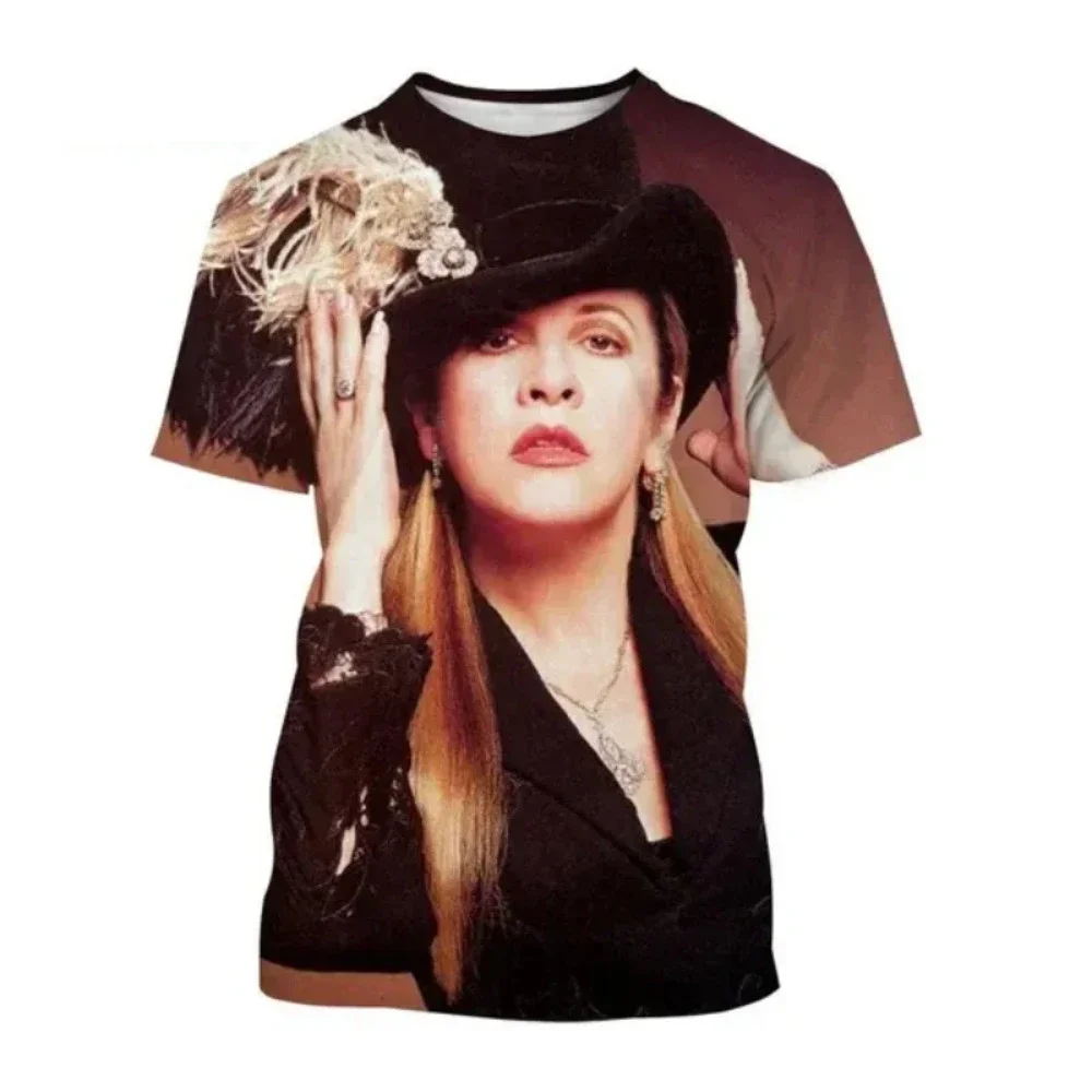 

2024 Fashion Women Clothing New Rock Female Singer Stevie Nicks 3D Print T-shirt Personality Hip Hop Street Unisex Oversized