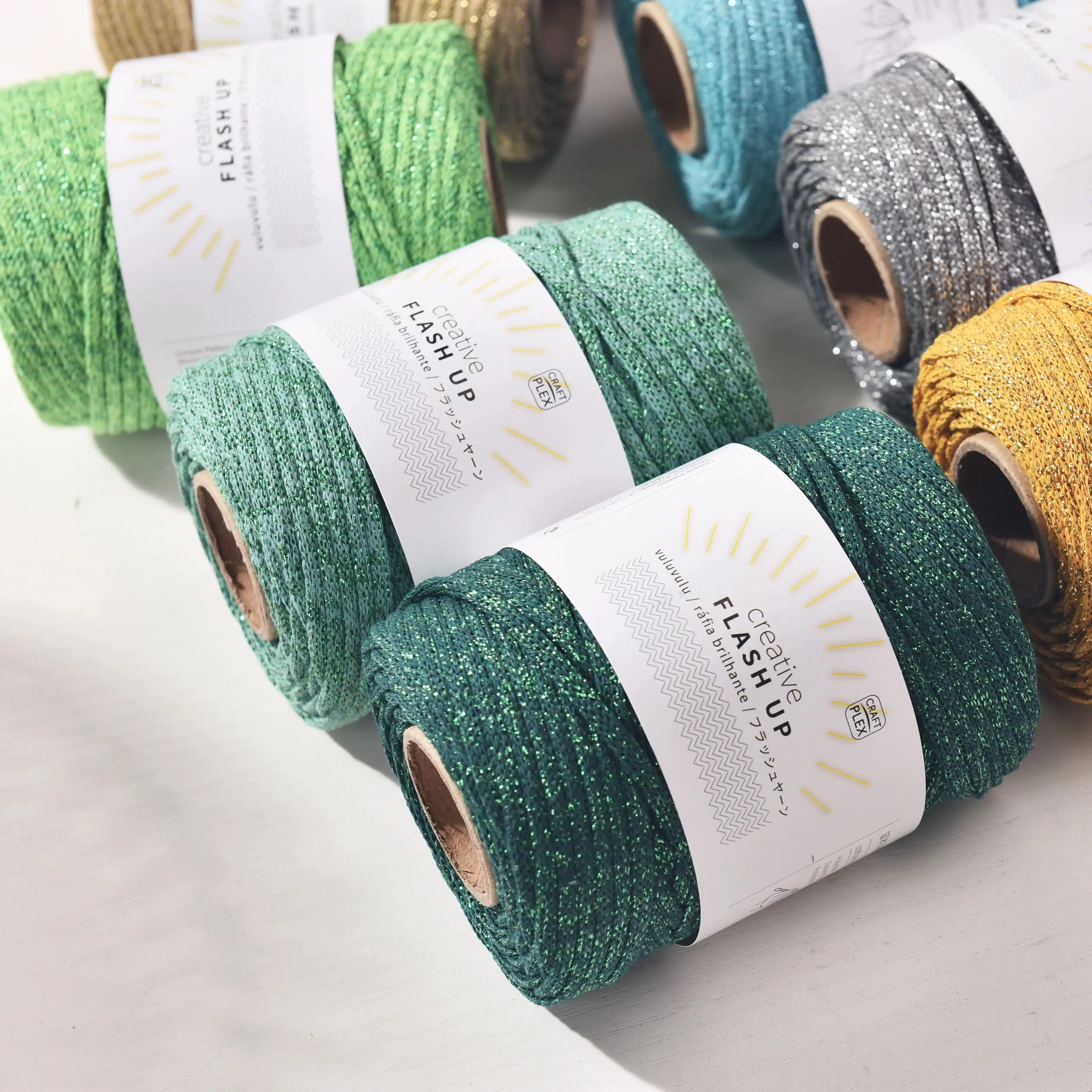 Sparkle 3mmx60meters Flat Cotton yarn Hand Knitting yarn Bag Crochet cord Metallic Blended Yarn