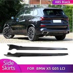 ABS Gloss Black Car Side Skirts Extensions for BMW X5 G05 LCI M-Sport 2024 2025 Racing Side Door Bumper Apron Lip Body Kits