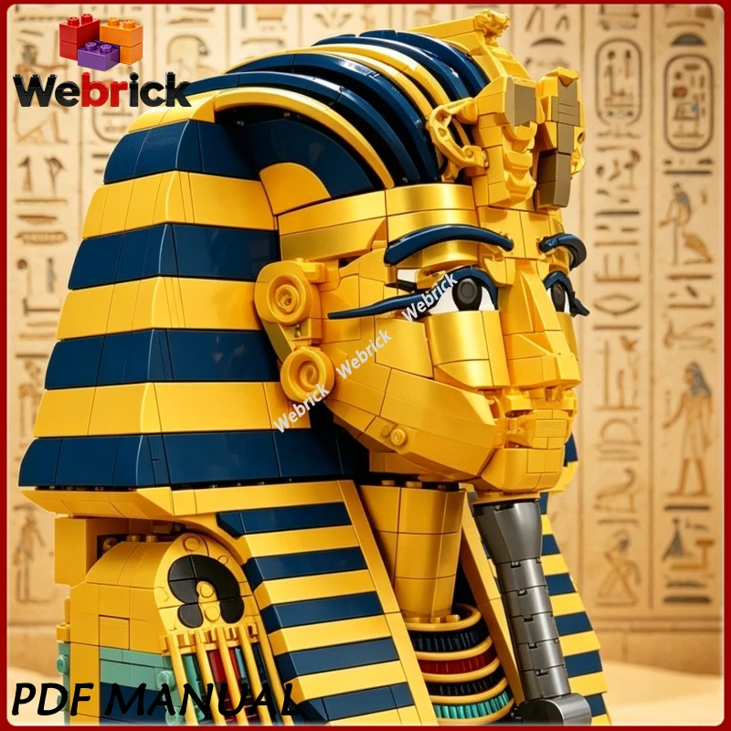 

80027 Collectible Egyptian Golden Mask Model, High Difficulty Splicing Building Blocks Desktop Decoration Gift