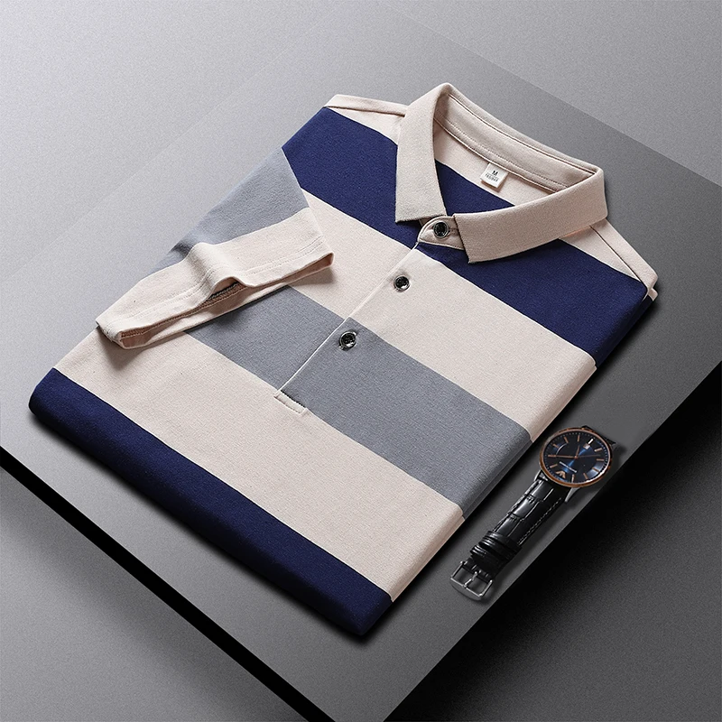 Outdoor Comprehensive Training Pure Cotton Short Sleeved T-shirt Summer Fashion Trend Couple Versatile Striped Polo Shirt