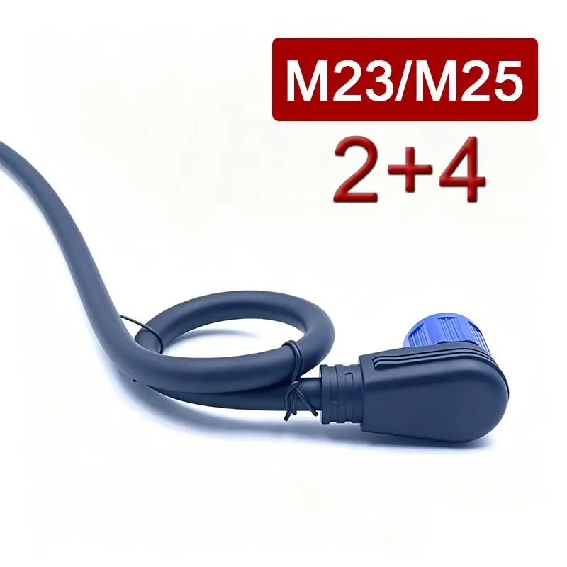 2+4 M23 M25 Waterproof Rechargeable Battery Aviation Plug Electric Motorcycle Power Charging Connector 6pin Male Femal Connector