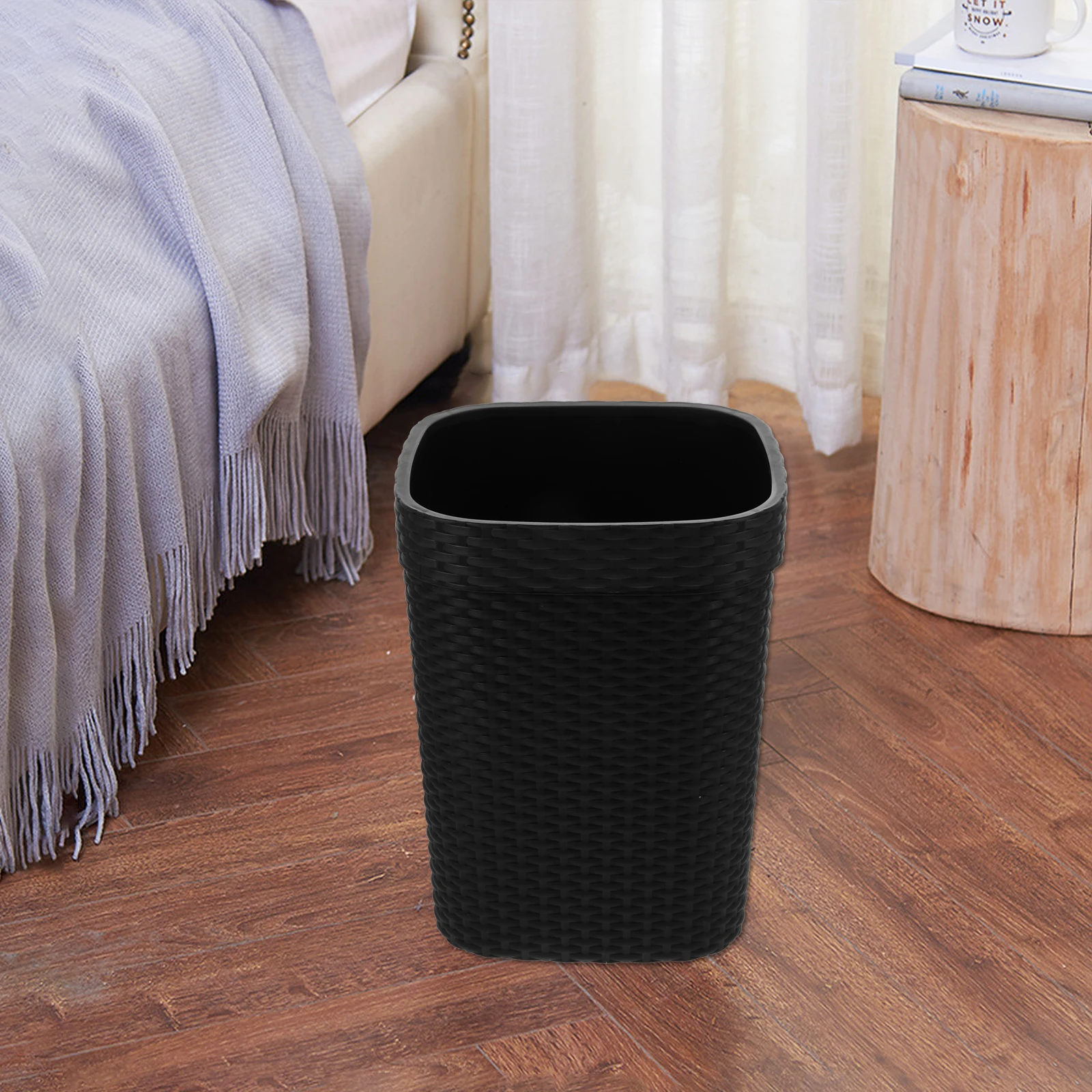 

Wastebasket Imitation Braided Trash Can Office Garbage Cans Simple Plastic Desktop