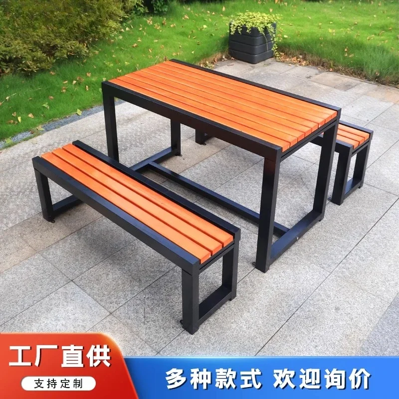 Outdoor tables and chairs, one table and two chairs, anti-corrosive wood combination tables and chairs, waterproof and sun prote