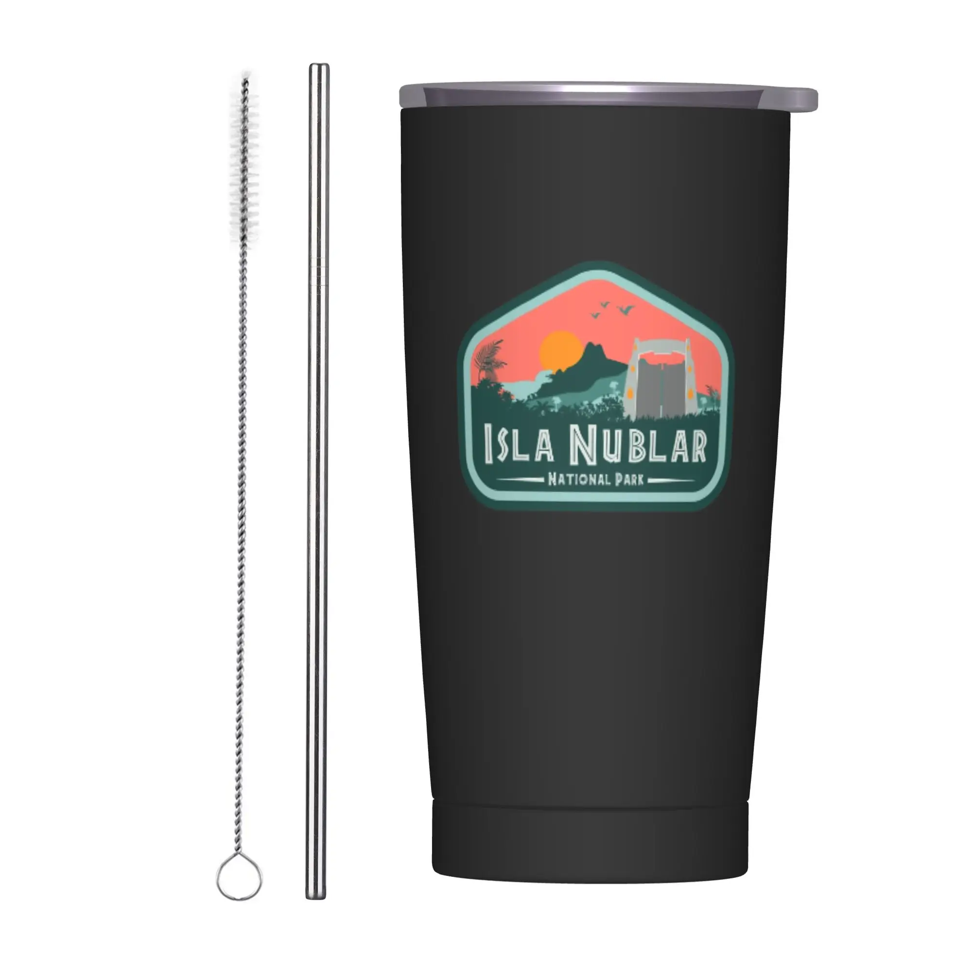 Vaso Térmico de Acero Inoxidable Isla Nublar Jurassic Park, Tazas Portátiles para Bebidas Calientes, Botella de Agua de Viaje