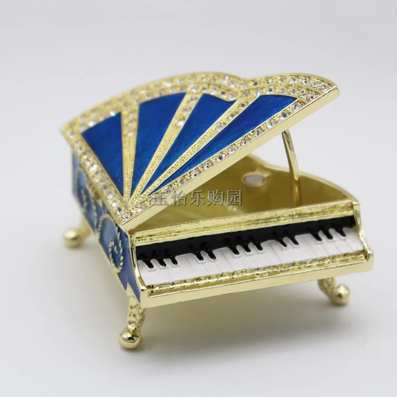 

Shengbeifan Enamel Crafts European Classical Blue Piano Gift Box Jewelry Box Home decor items gift for brithday and family