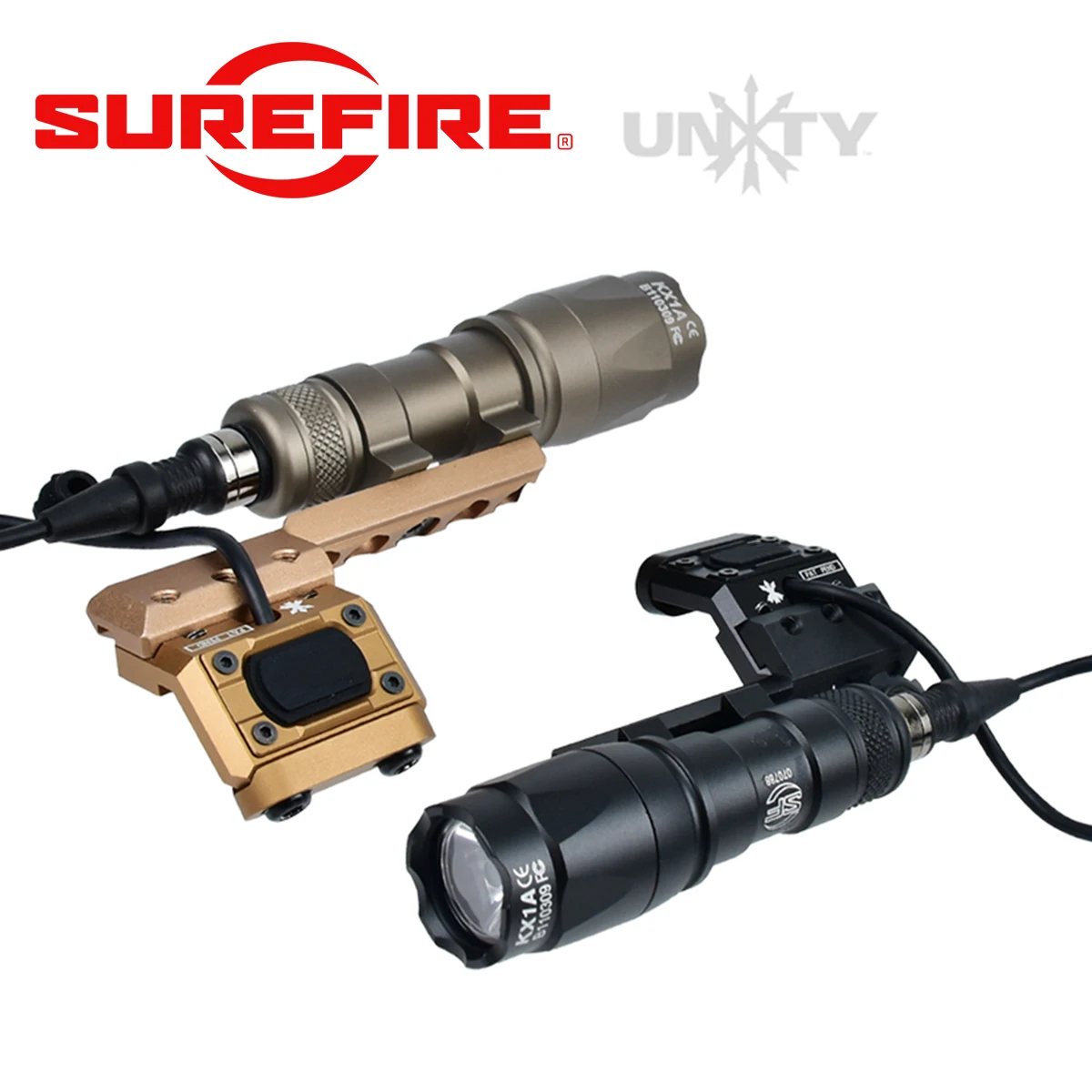 Tactical SureFire M300B M300C LED Scout Flashlight with UNITY Pressure Switch and Right Offset Mount Fits 20mm Picatinny Rail
