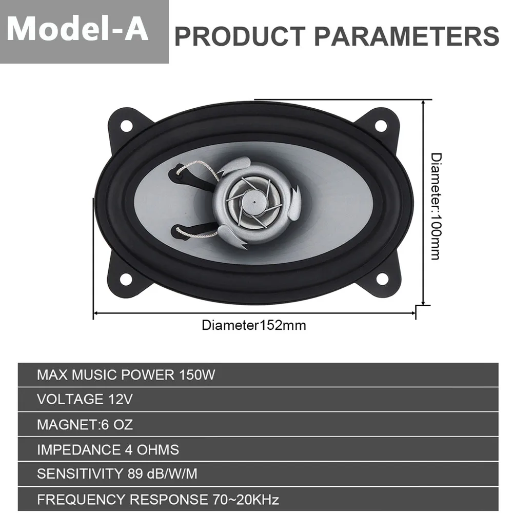 Hautréusde voiture avec caisson de basses, audio de voiture, musique stéréo, gamme complète, haut-parleurs automobiles, 4x6 pouces, 150W, 280W, 2 pièces