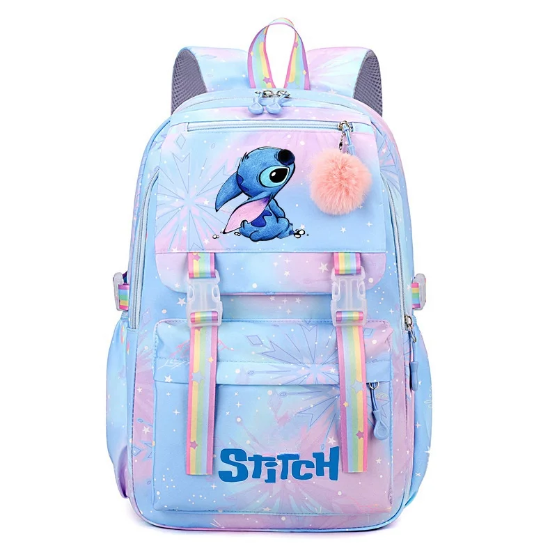 Disney Stitch Binder dla studentów Plecak podróżny dla dziewczynek o dużej pojemności Wodoodporny nowy styl College Anime Print Insider