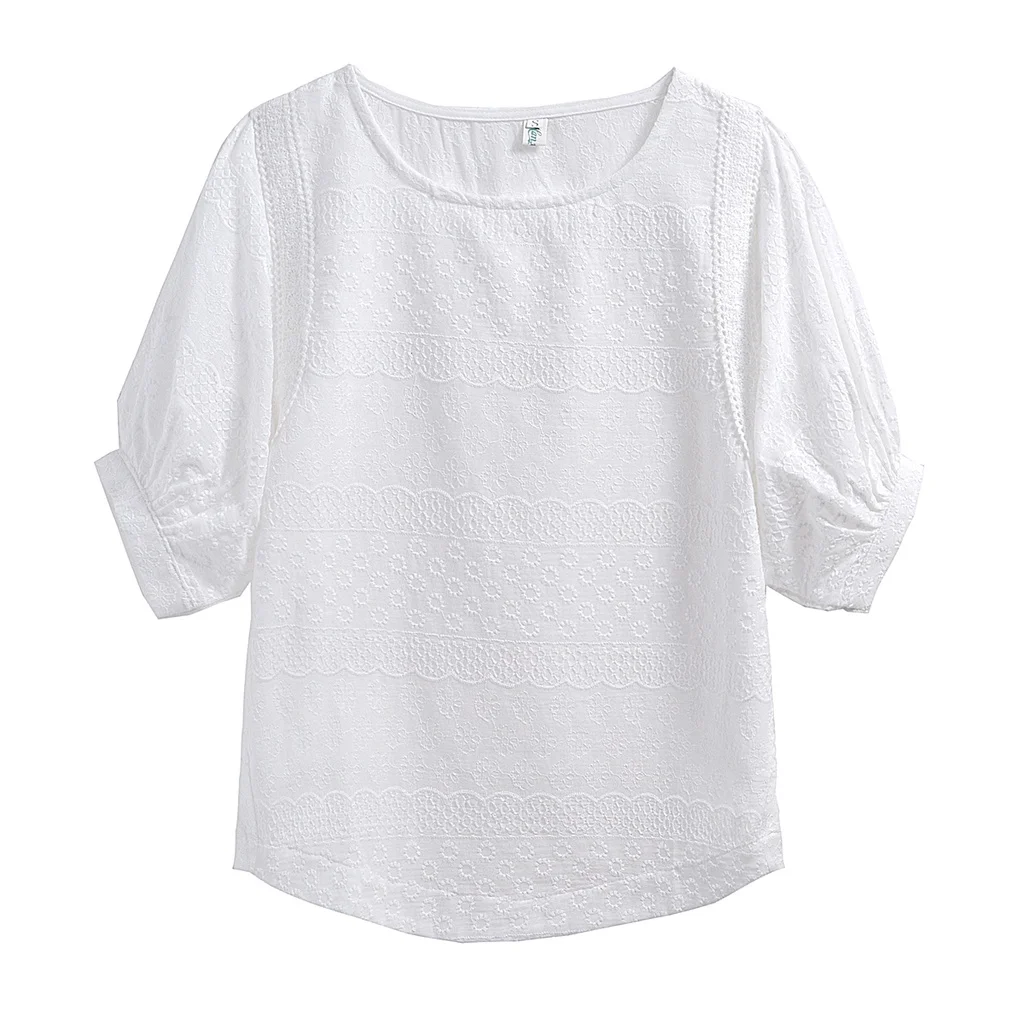 Fashion Short Sleeve Blouse Top Women 2023 Summer New Casual Loose White Thin Shirt Clothing