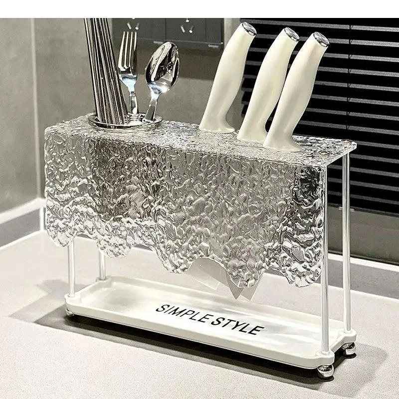 Многофункциональная стеклянная полка для хранения, кухонная посуда, нож, палочки для еды, трубка, украшение для дома