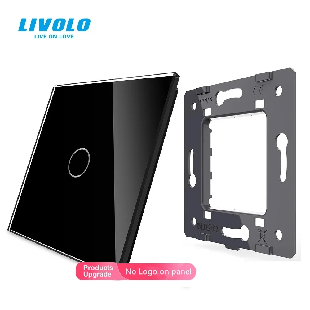 Livolo Touch Switch Single Plate, Luxury Tempered Glass, 80mm*80mm, for 1 Gang EU Standard, DIY By Yourself,4 Colors Free Choos