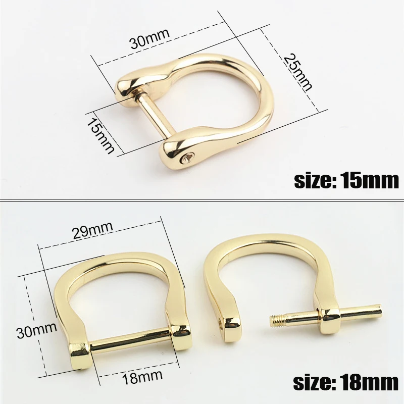 1piece Metal Detachable removable open screw D Ring buckle shackle clasp Leather Craft Bag strap belt handle shoulder webbing