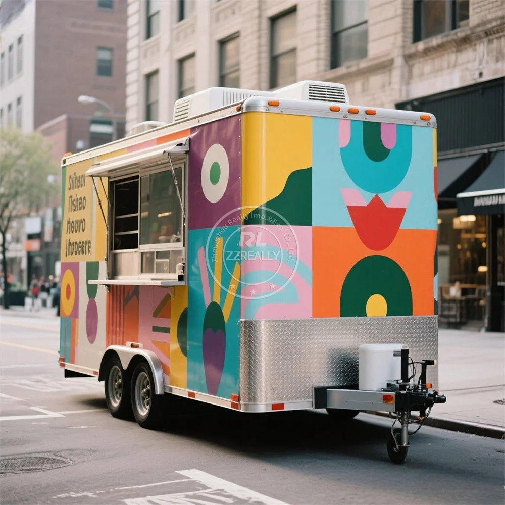 Stainless Steel Multifunctional BBQ Food Trailer Mobile Food Kiosk Juice Bar Food Truck Concession Catering Trailer