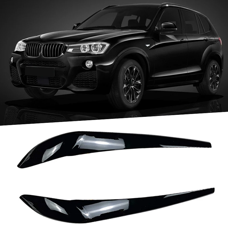 For BMW X3 F25 X4 F26  2PC Car Front Headlight Eyebrow Eyelid Lamp Head Light Eyebrows Carbon Fiber 2014-2017 Auto Accessories