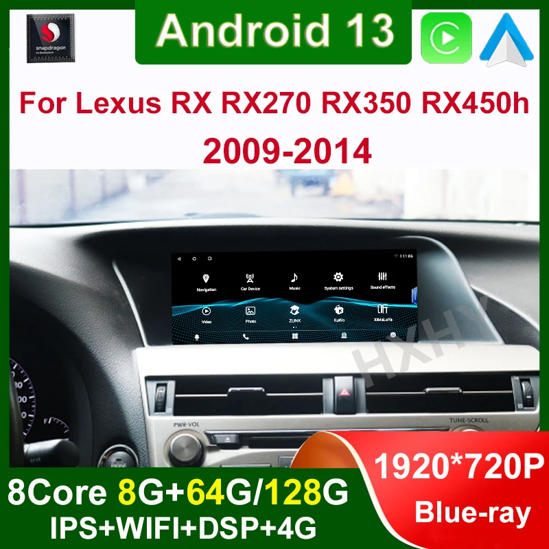 

Android 13 8+128G Qualcomm Auto Carplay Car Dvd Player for Lexus RX RX270 RX350 RX450H Radio Navigation Multimedia Stereo