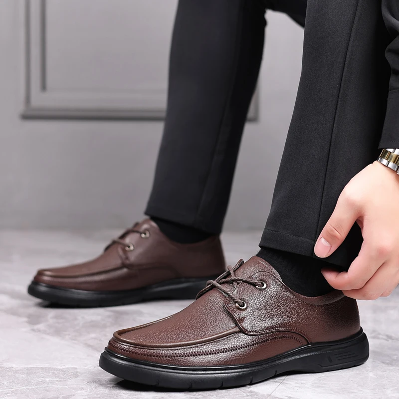 Genuine Leather shoes Men Loafers Slip On Business Casual Shoes Classic Soft Moccasins Hombre Breathable Footwear Men Flat Shoes