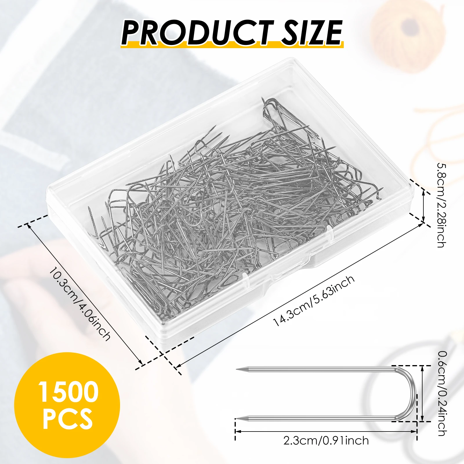 200/1500 Pcs U Shaped Fork Pins Stainless Steel 23MM Sewing U-pins Fork Pins Multipurpose U Shaped Sewing Pins for Needlecrafts