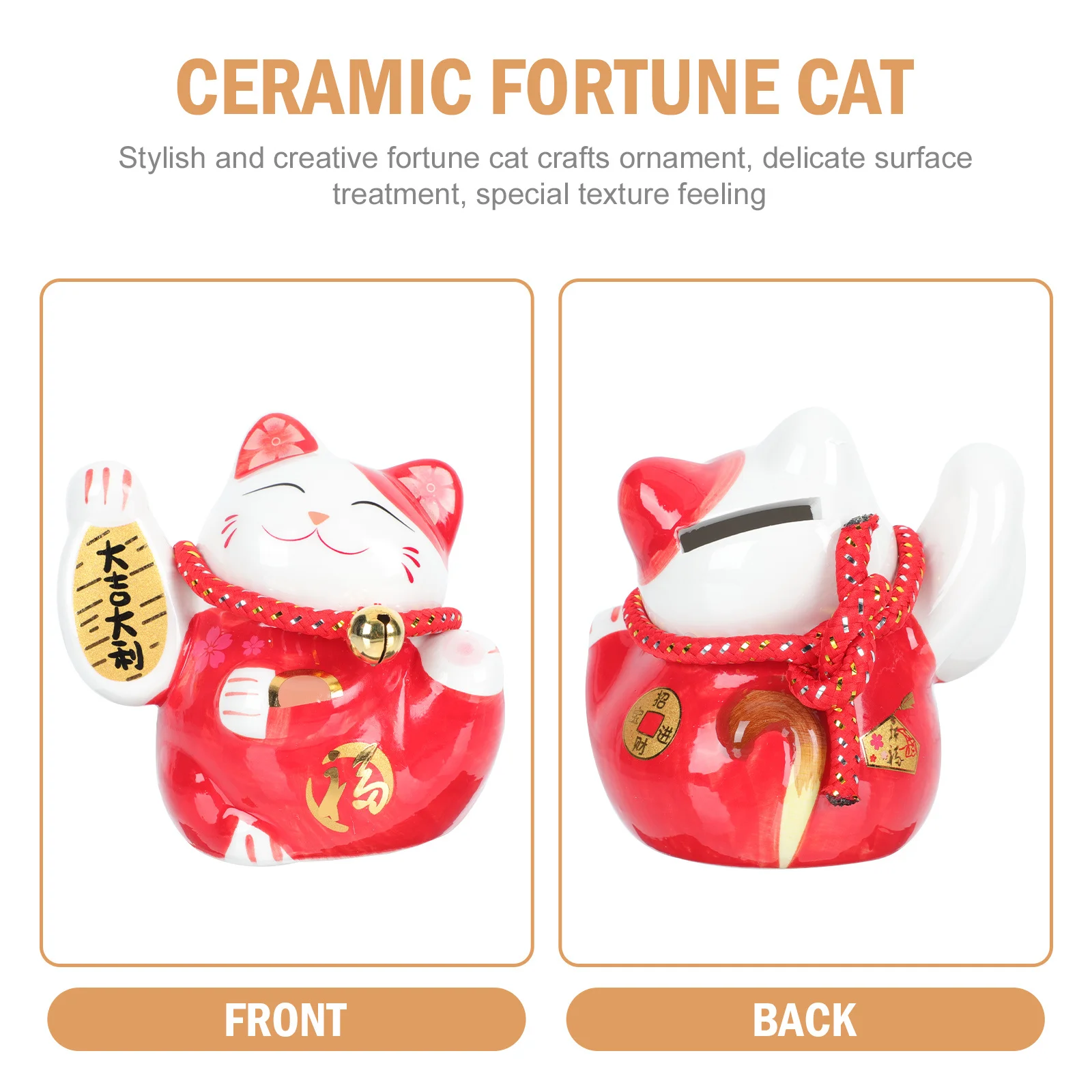 

1Pcs Ceramic Fortune Cat Adornment Stylish Household Decoration Desktop Ornament Creative Lucky Cat Decor Photo Prop