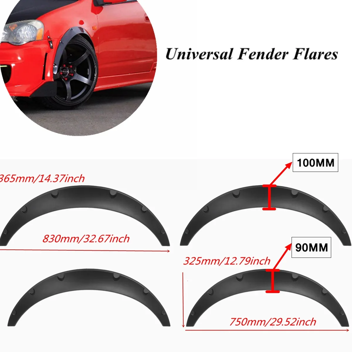 Black Universal Fender Flares Car Mudguard Flares For Fender For Ford For Fiesta MK7 For Fiat For BMW For Benz For Audi Body Kit