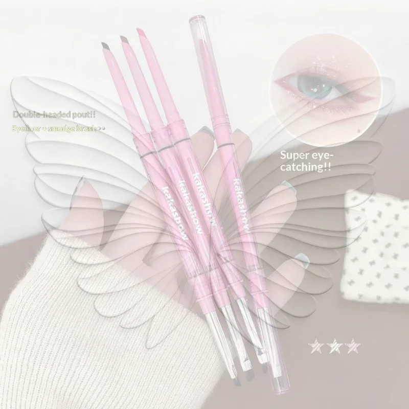 Double-headed Eyeliner Pencil 2 in 1 Design Smooth Long Lasting Mocha Brown Soft Liner for Makeup Artists