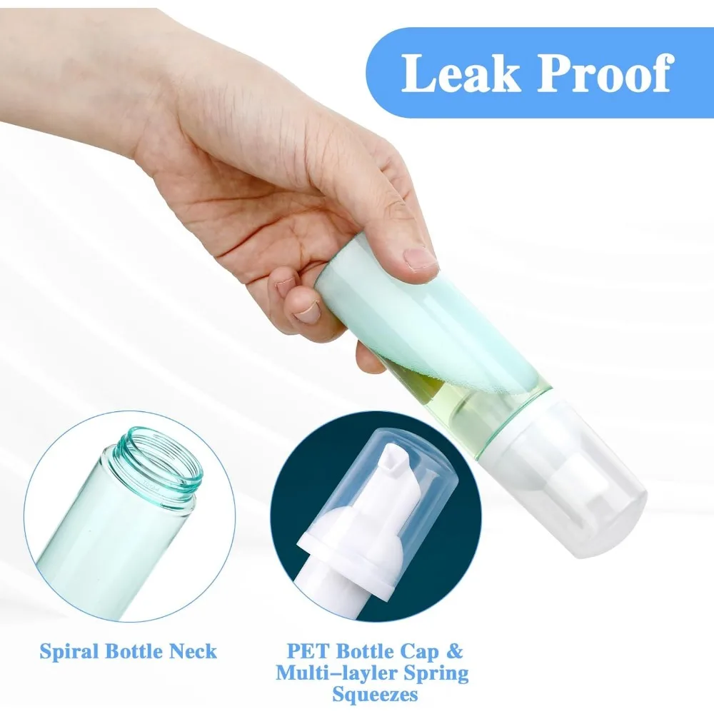 Paquet de 2 bouteilles à pompe à mousse voyage 60 ml/2 oz distributeur de savon en mousse de petite taille distributeur de savon moussant en plastique transparent