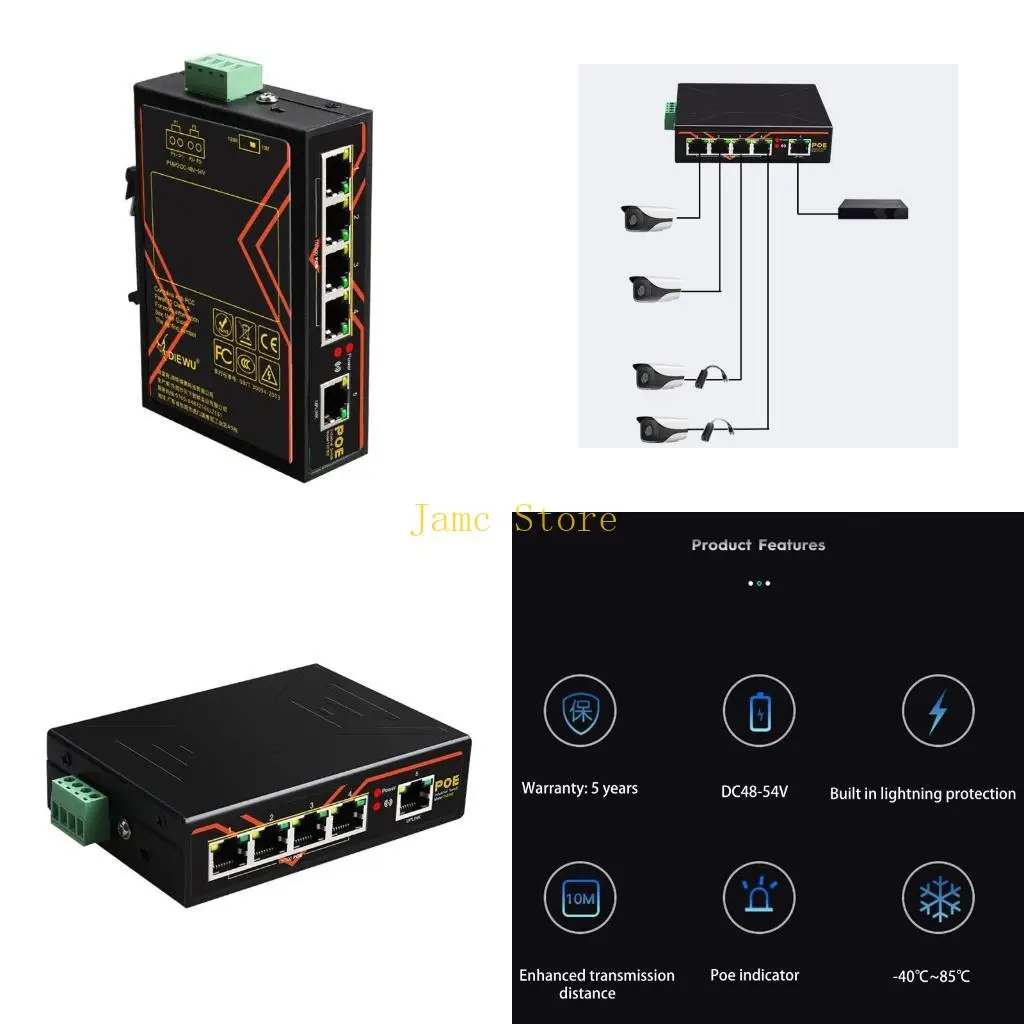 

LX0B Ethernet Switch RJ45 POE Auto-Adapt LAN Splitter Metal для оболочки 5-порт