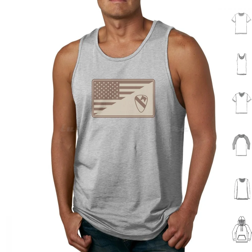 Air Cav Patch ( Subdued ) Tank Tops Print Cotton Us Army Us Cavalry Solider Veteran Vietnam First Cavalry Division