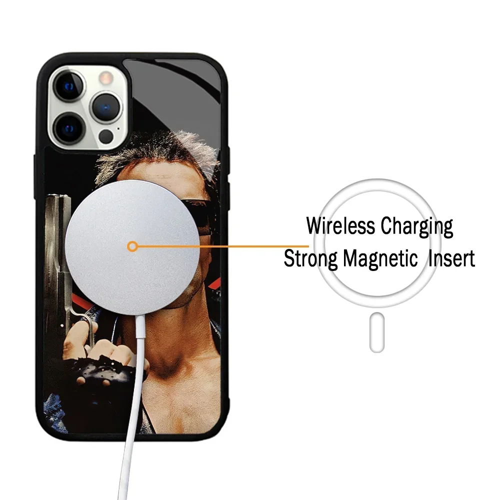 Arnold Schwarzenegger Terminator Phone Case For IPhone 11 12 13 14 15 Plus Pro Max Mirror Acrylic For Magsafe Wireless Charging