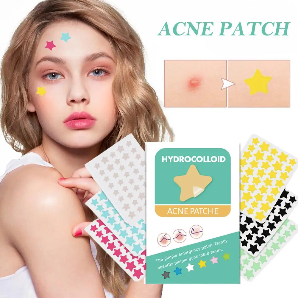 Mixed Sizes Hydrocolloid Acne Pimple Patches Invisible Acne Circle/Star/Heart Stickers For Face Zits, Blemish Spots Skin Care