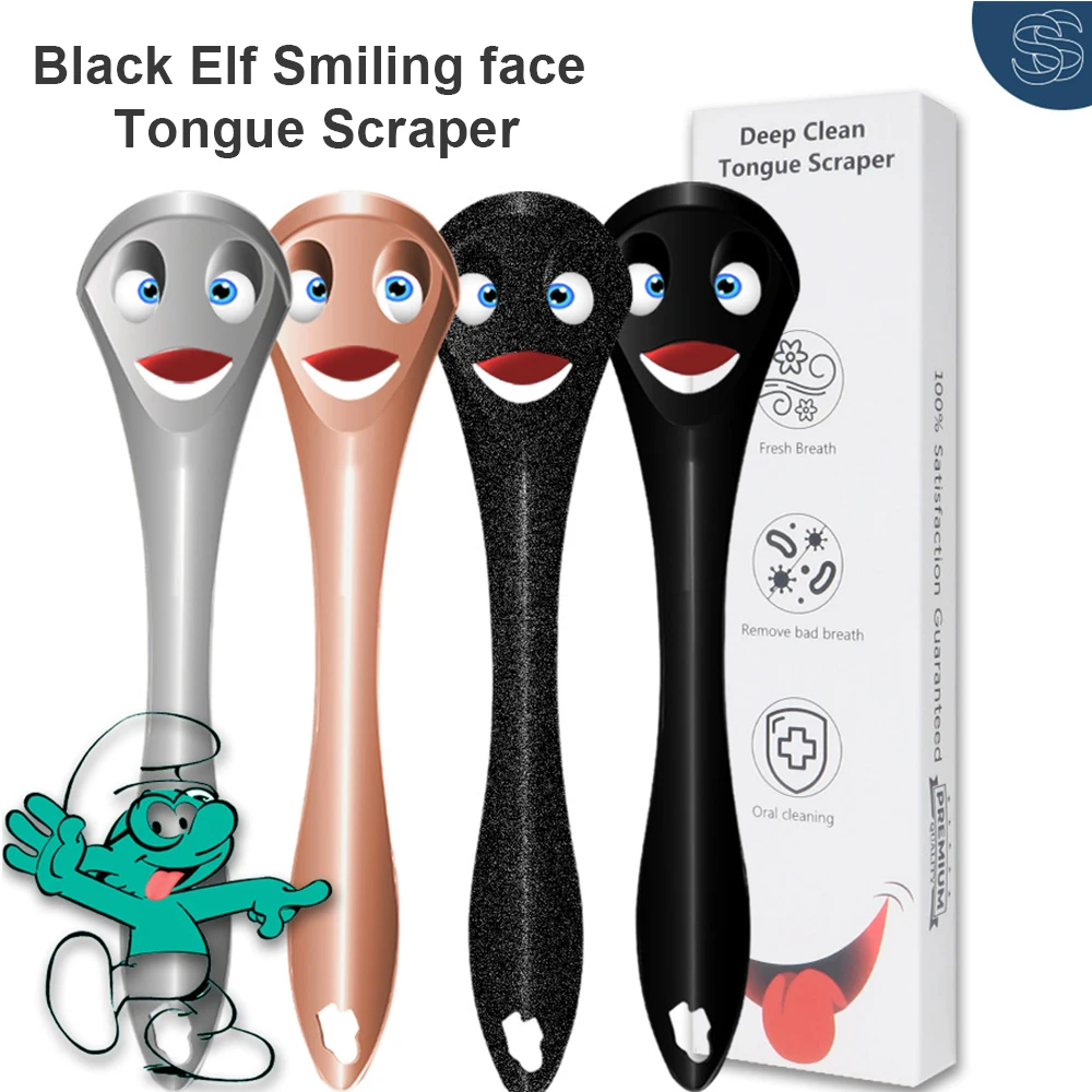 Smiley Tongue Scraper Stainless Steel Tongue Cleaner Metal Brush Oral Care Kit Fresh Breath Tool Adult Double Sides Two Effect