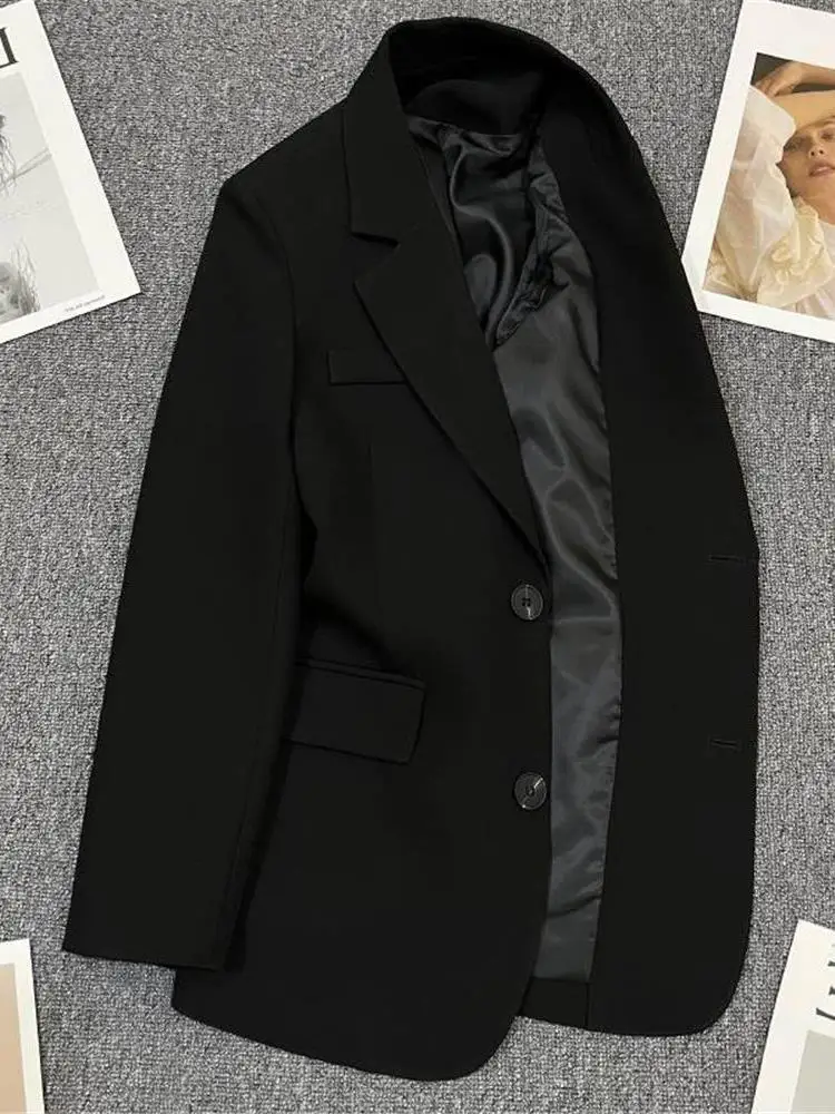 بدلة Ele Bla Jaet للنساء Ba Split Long Sve ملابس مكتبية بزر واحد للإغلاق قابلة للتنظيف