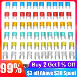 60pcs Auto Car Truck Mini Fuse Blade 5A 10A 15A 20A 25A 30A Mixed Set Kit Car Styling Type Micro Auto Blade Fuse Replacement