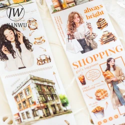 JIANWU A Corner of The Street Series Vintage Magazine Material Collage Washi Tape Creative DIY Journal Stationery