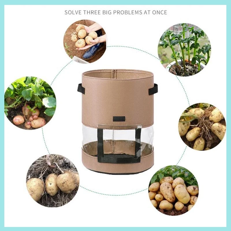 7/10 Gallon New Potato Plant Grow Bags With Window Home Garden Pot Greenhouse Vegetable Growing Bags Jardin Vertical Planter B2