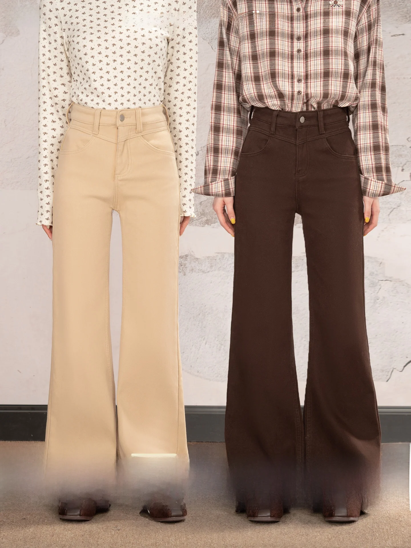 

Loveheynew High Waist Straight Leg Denim Jeans Women's Coffee Color American Sle Winter New Slimming Floor-Length Pants