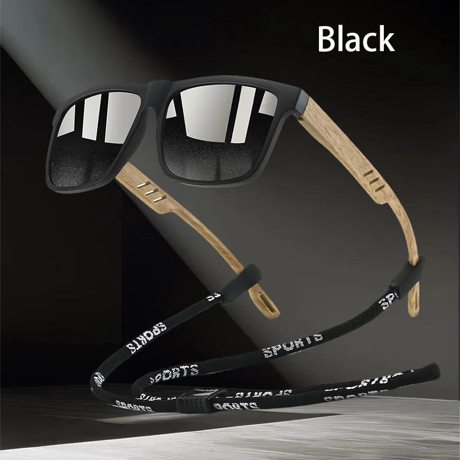Modische Quadratische Sonnenbrille mit Kettendetail für Männer und Frauen, zum Fahren und Angeln, Farbenfrohe Trendige Leichtgewichtige Schutzbrille – Detail 1