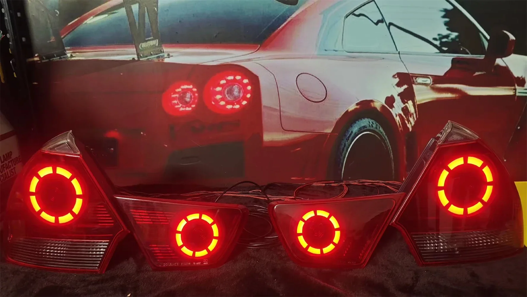 Car led modified Tail Light assembly for 08-09 V3 LingYue modified gtr Brake Driving Reversing rear Lamp Turn Signal 4pcs