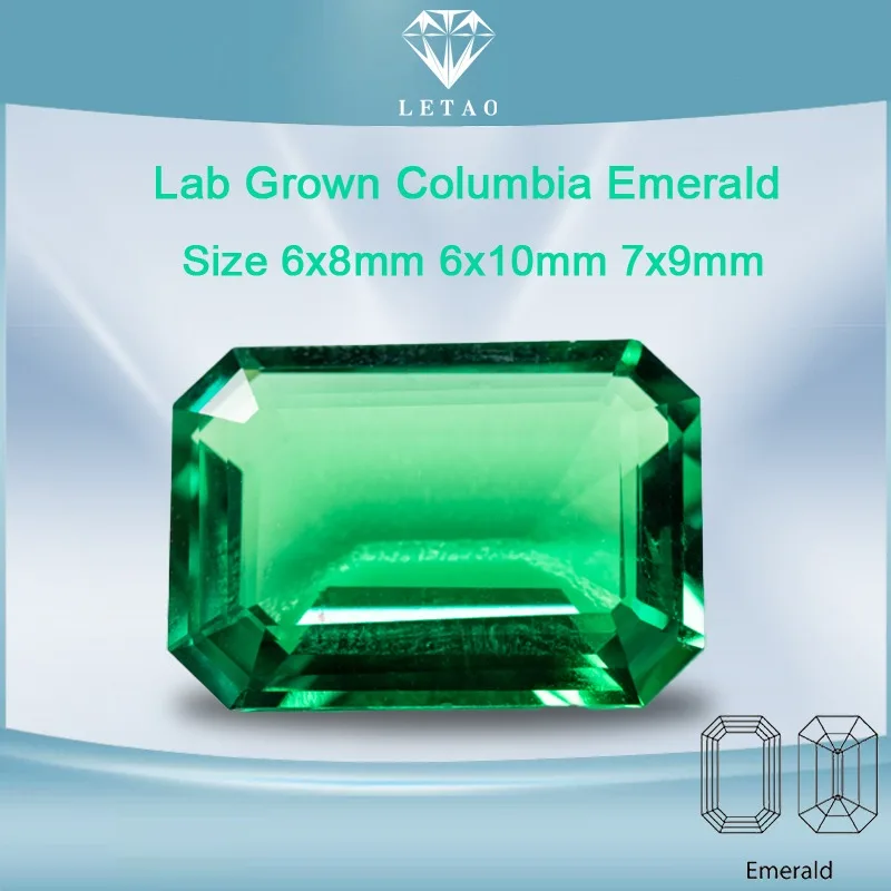 

Lab Grown Columbia Emerald Cut Emeralds Hydrothermal Hand Cutting Advanced Jewelry Making Materials 0.91-1.83ct AGL Certificate