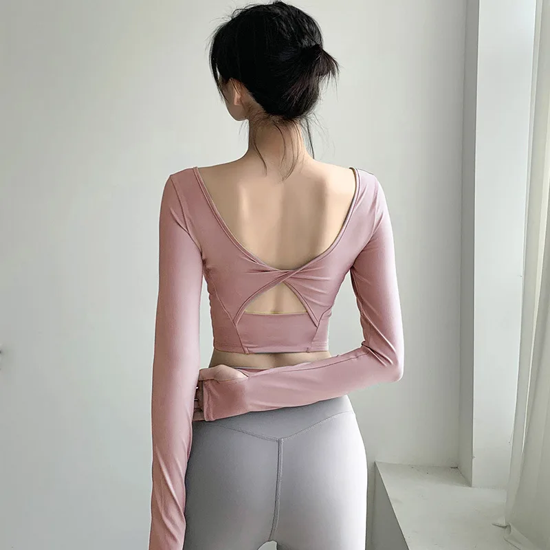 

Internet Celebrity Workout Pilates Body Shaping Morning Running Sports-Shirt Female Spring And Summer Professional Training Yo